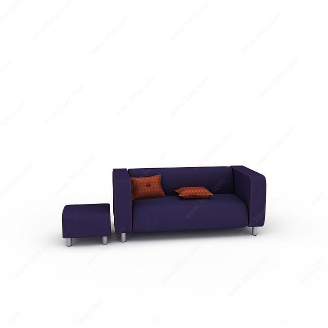 紫色商务沙发3D模型