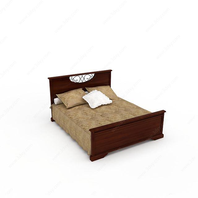 卧室木质床3D模型
