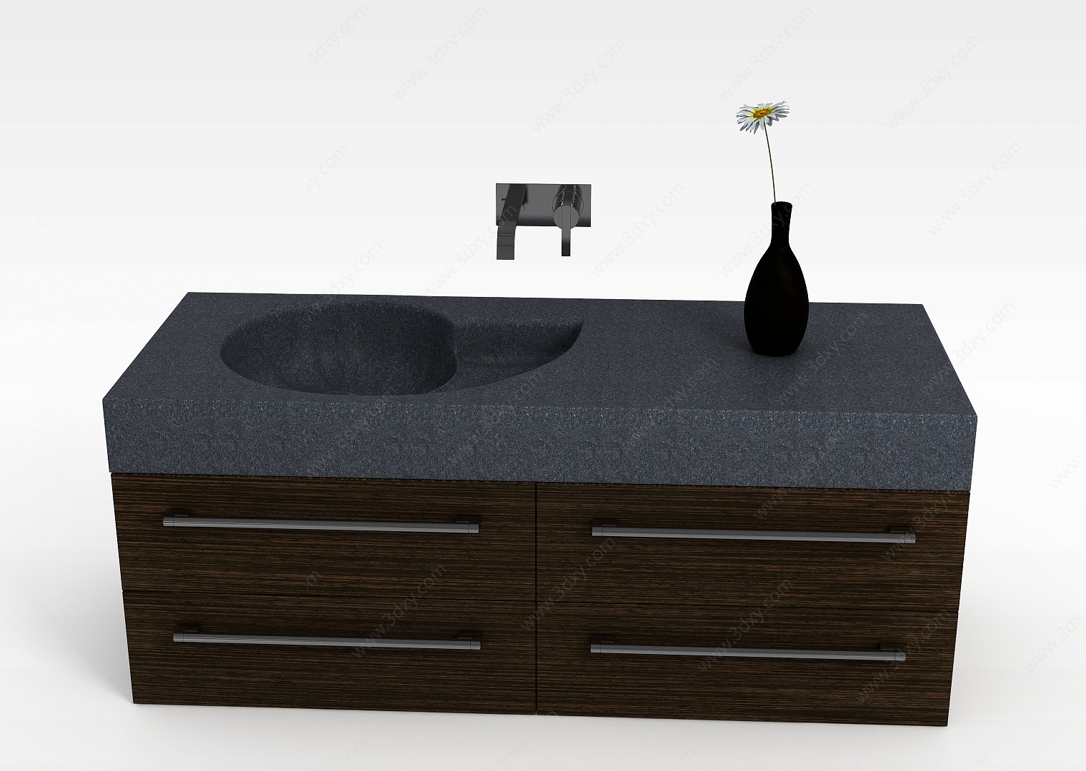 灰色木质洗手台3D模型