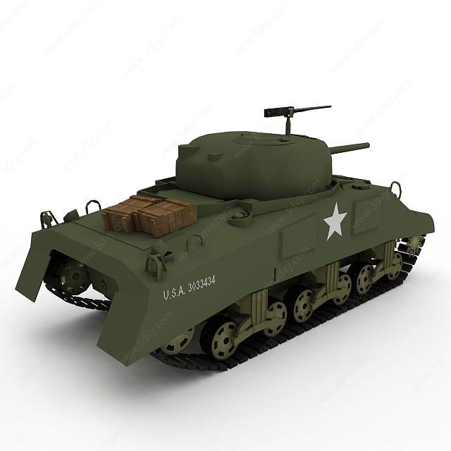 中国M5A1轻型坦克3D模型