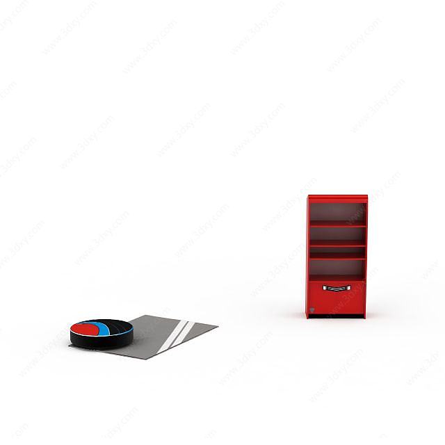 红色置物柜3D模型