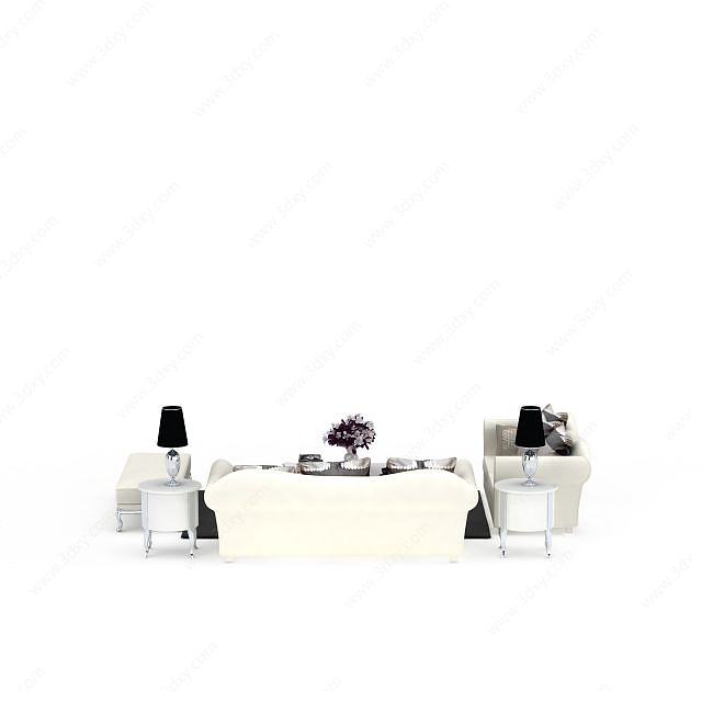 白色软装沙发组合3D模型