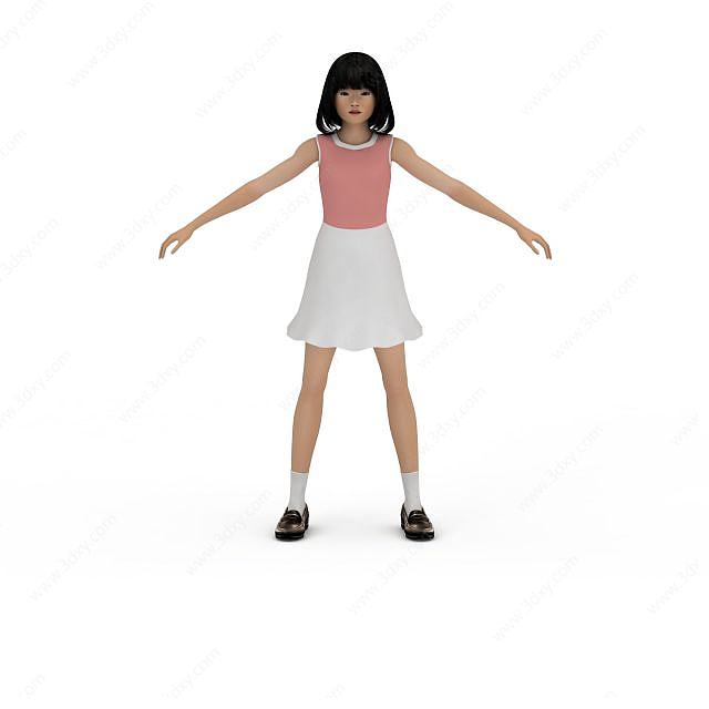 粉衣女孩3D模型