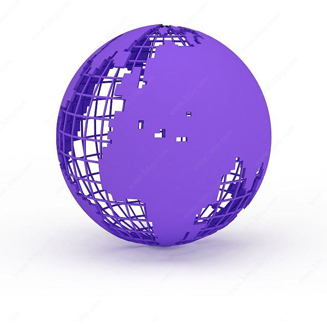 紫色地球仪3D模型