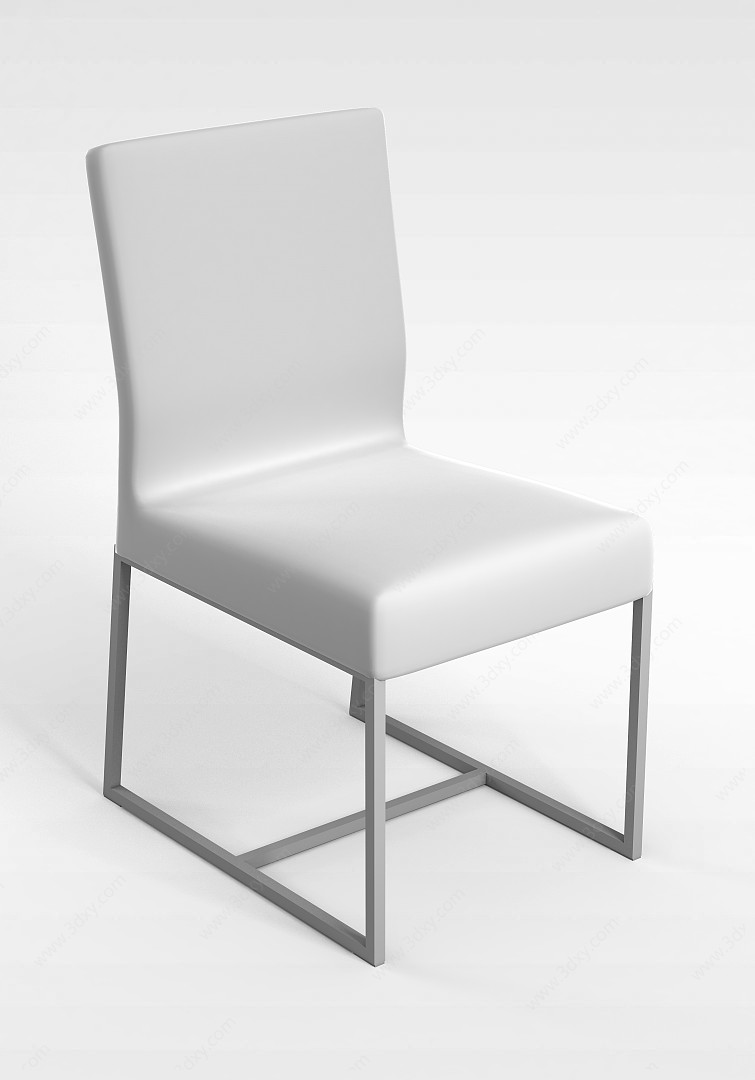 简易灰色餐椅3D模型
