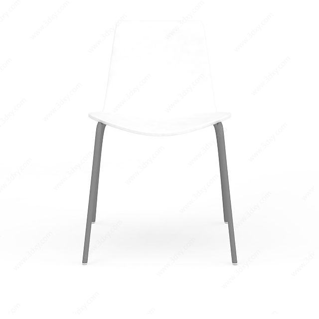 白色简约塑料椅3D模型