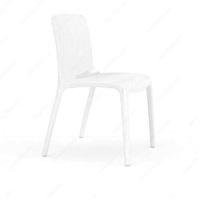 白色塑料椅子3D模型