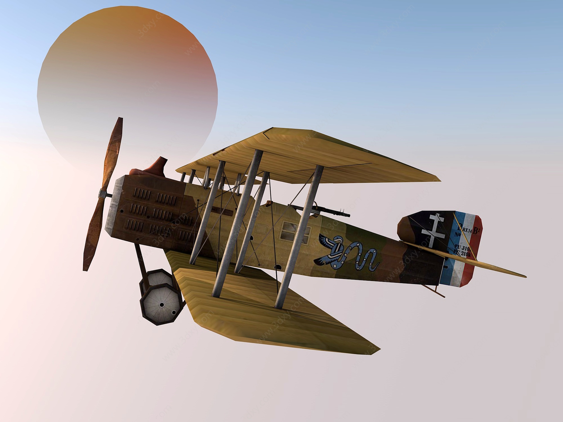 双翼飞机3D模型