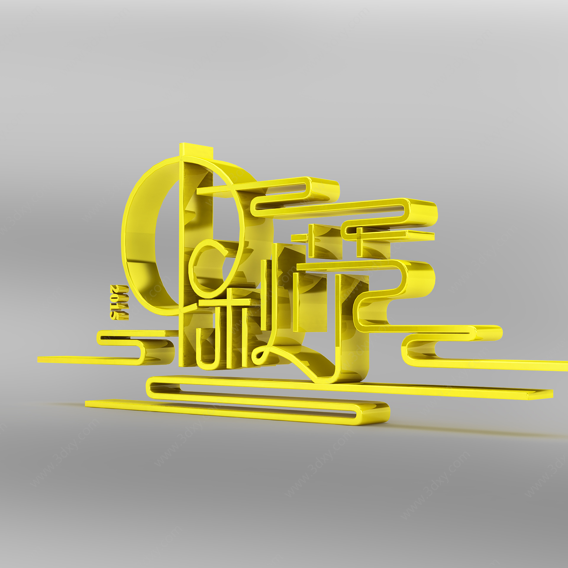 中秋节立体字3D模型