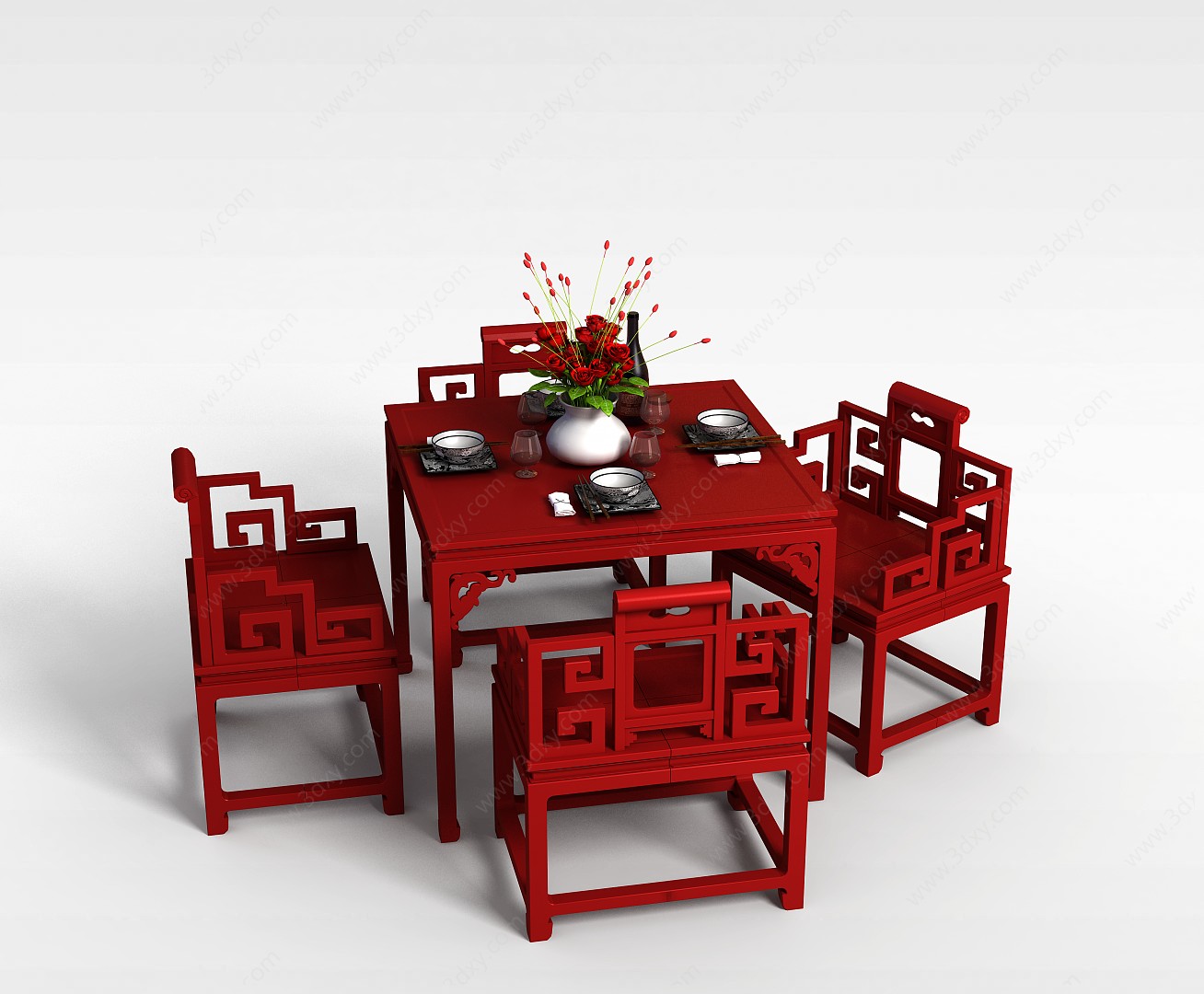 古典餐桌椅3D模型
