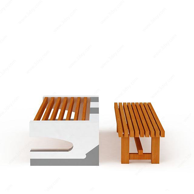 公园休息凳3D模型