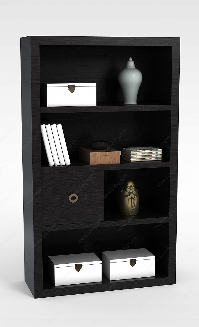 黑色书柜3D模型