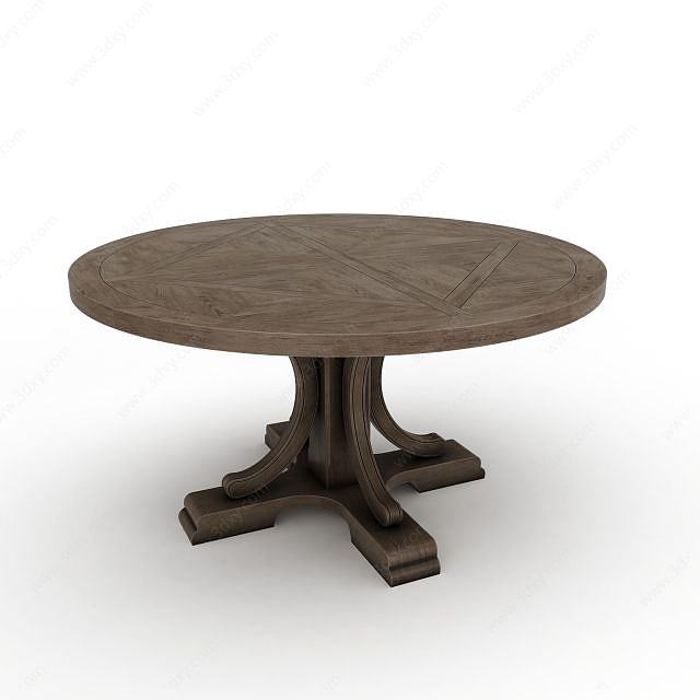 棕色圆桌3D模型