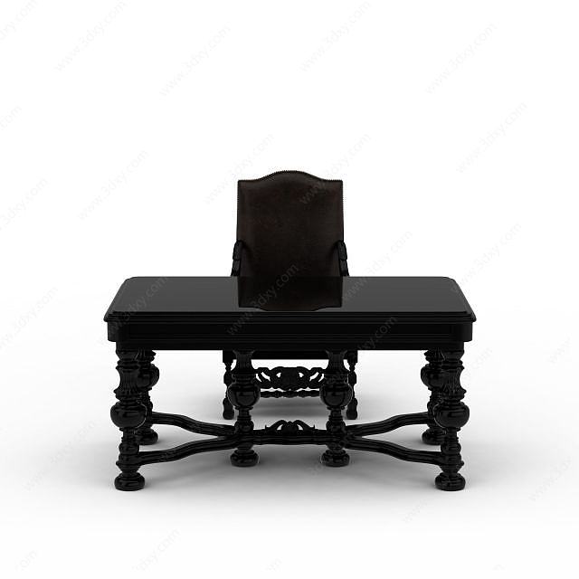 实木桌椅3D模型