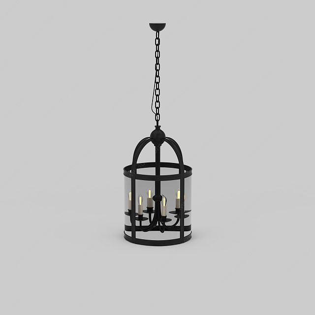 圆柱形蜡烛吊灯3D模型