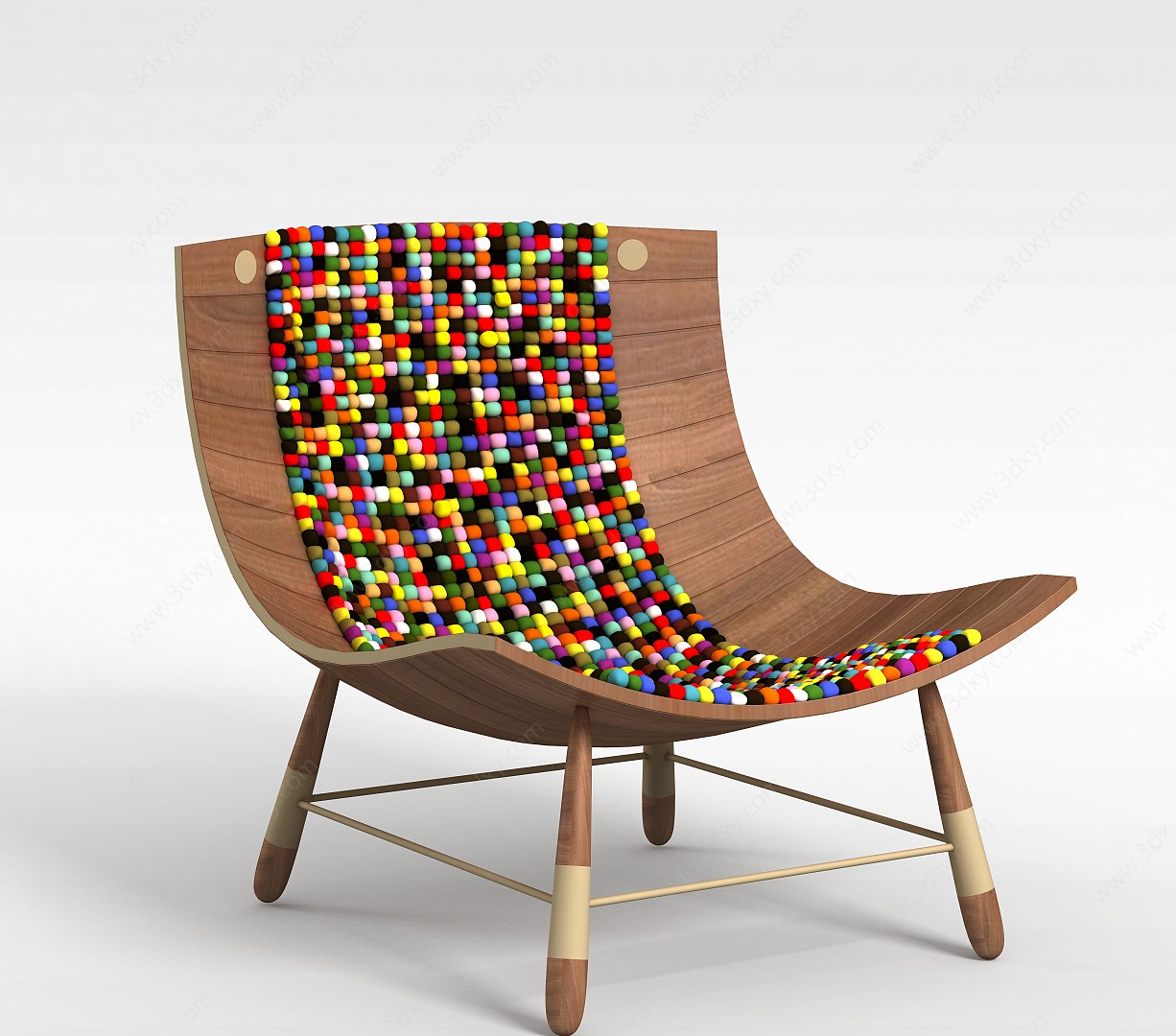 弧形木椅3D模型
