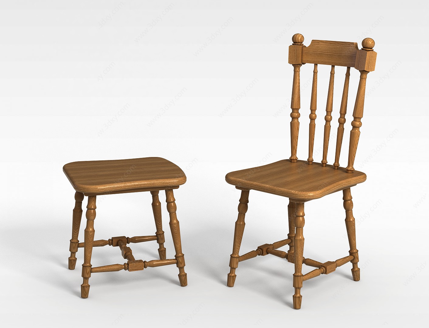 欧式小木椅3D模型