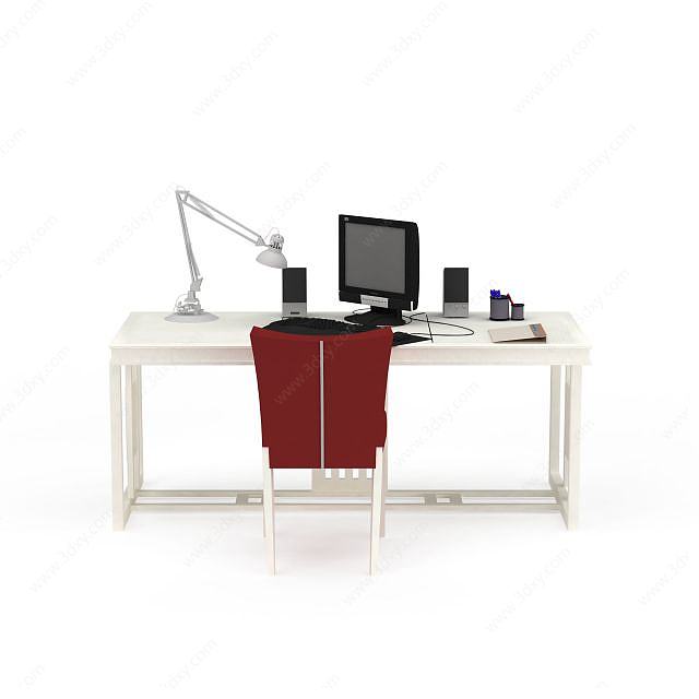 课桌桌椅组合3D模型
