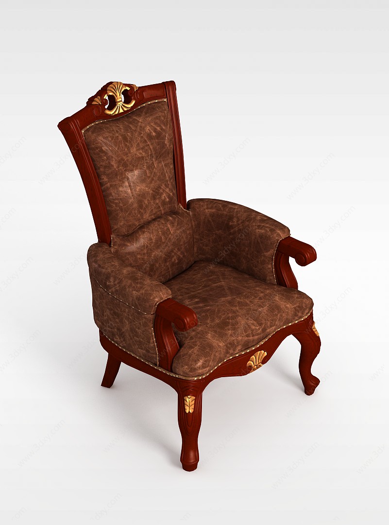 布艺美式沙发椅子3D模型