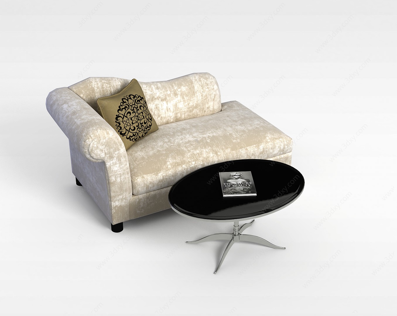 现代风格布艺贵妃椅3D模型