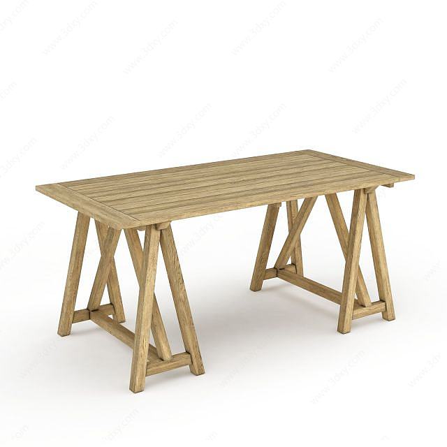 浅色实木桌子3D模型