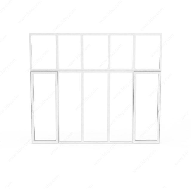 白色木质窗框3D模型
