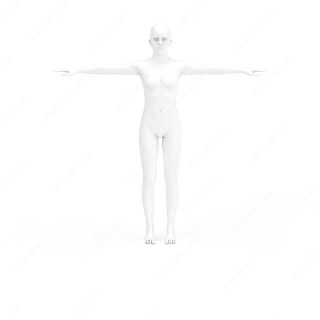 光头女人石膏体3D模型