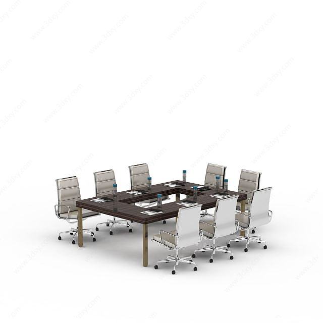 现代办公桌椅套装3D模型