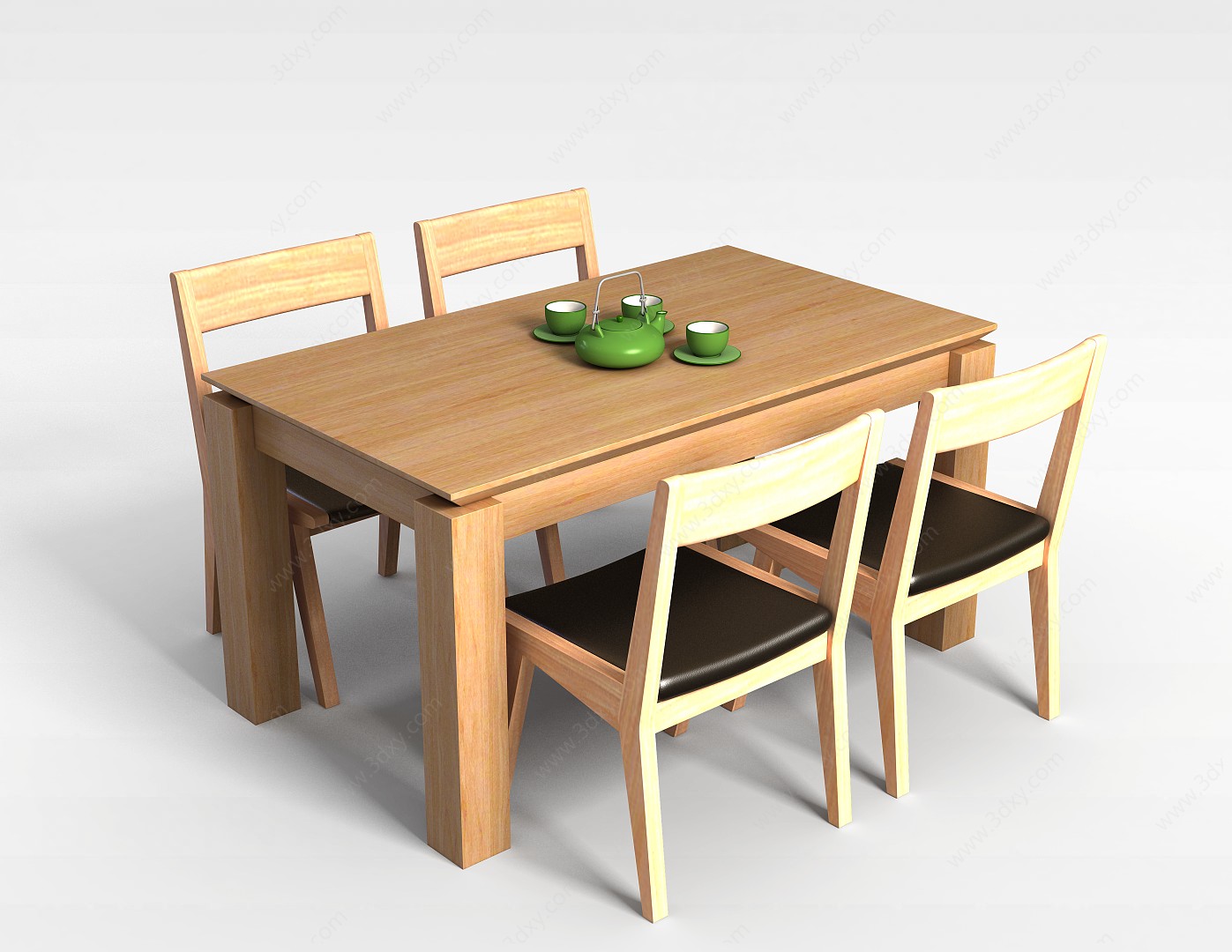 餐厅实木桌椅组合3D模型