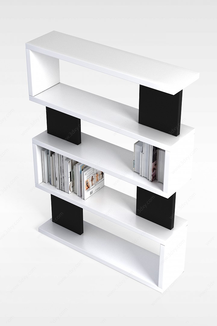 现代风格书柜3D模型