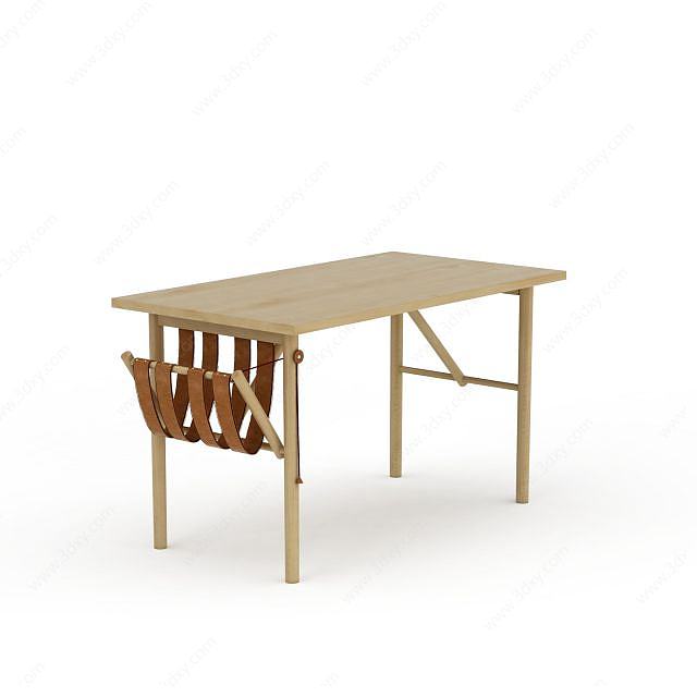简易实木办公桌3D模型