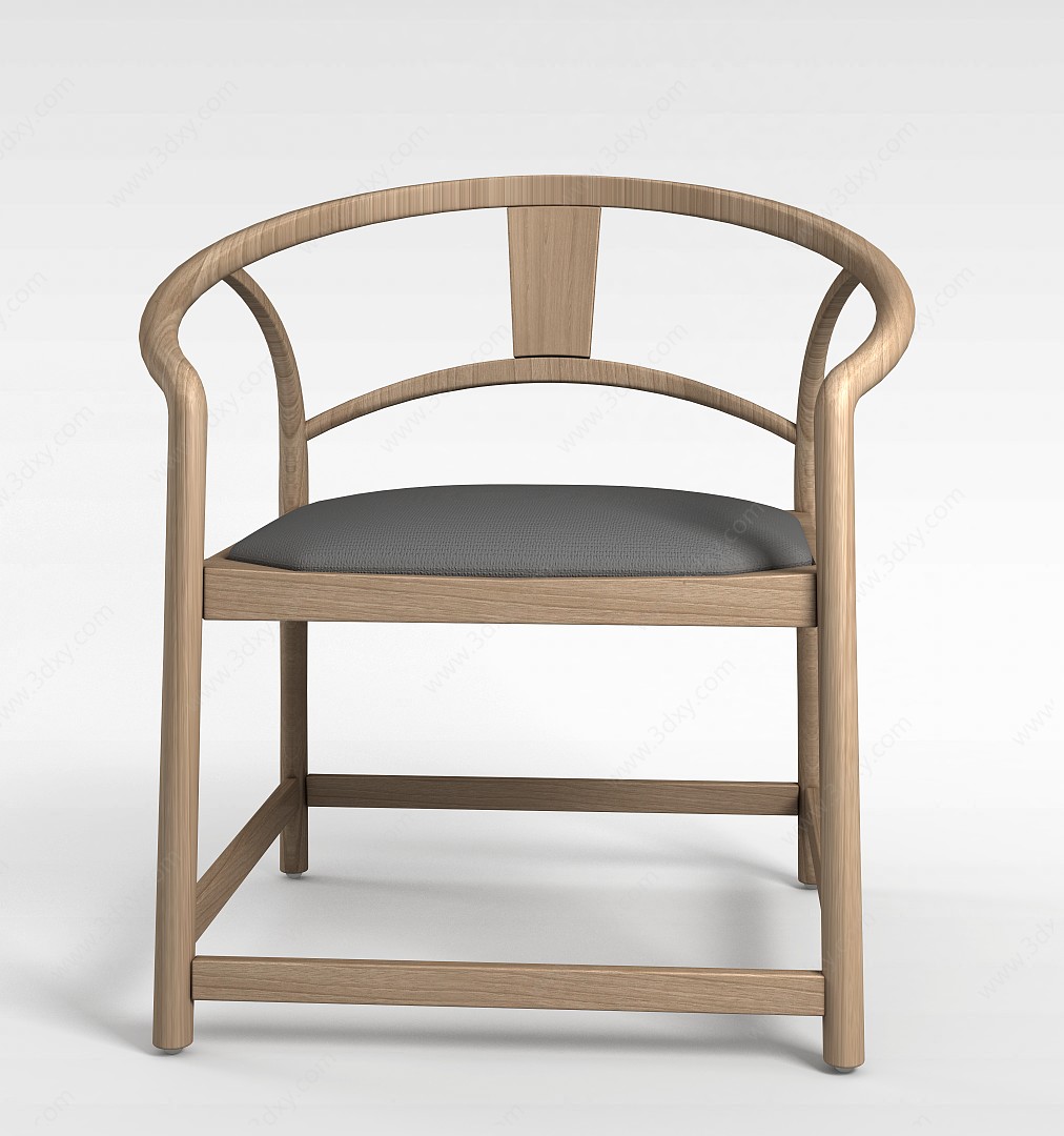 实木休闲椅子3D模型