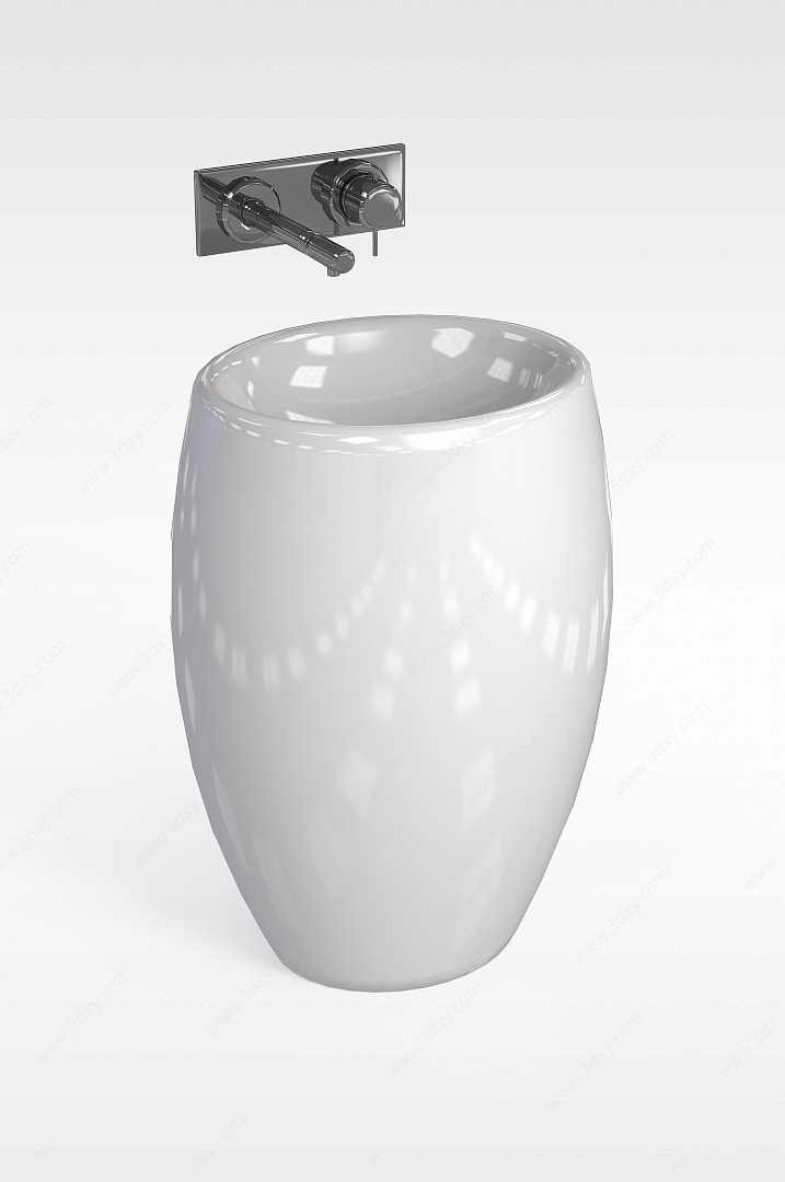白色陶瓷洗手池3D模型