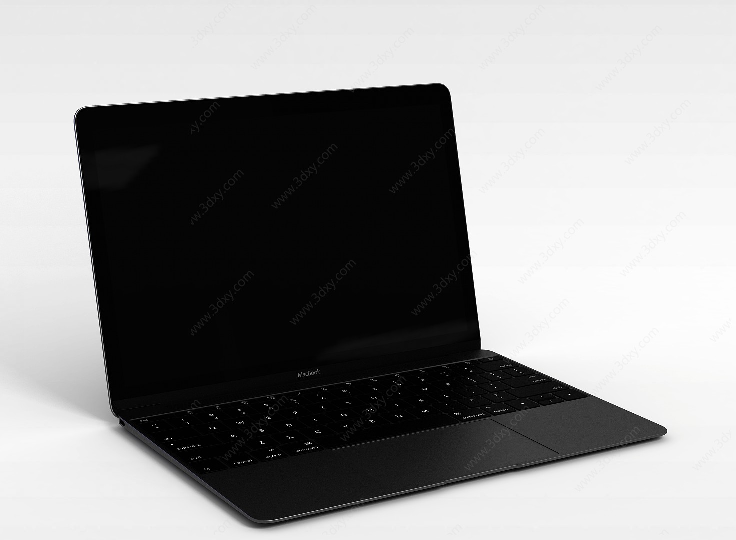 黑色苹果笔记本电脑3D模型