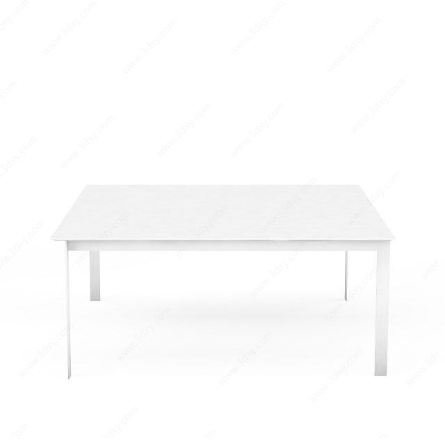 现代白色方桌3D模型
