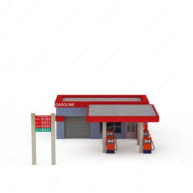 加油站3D模型