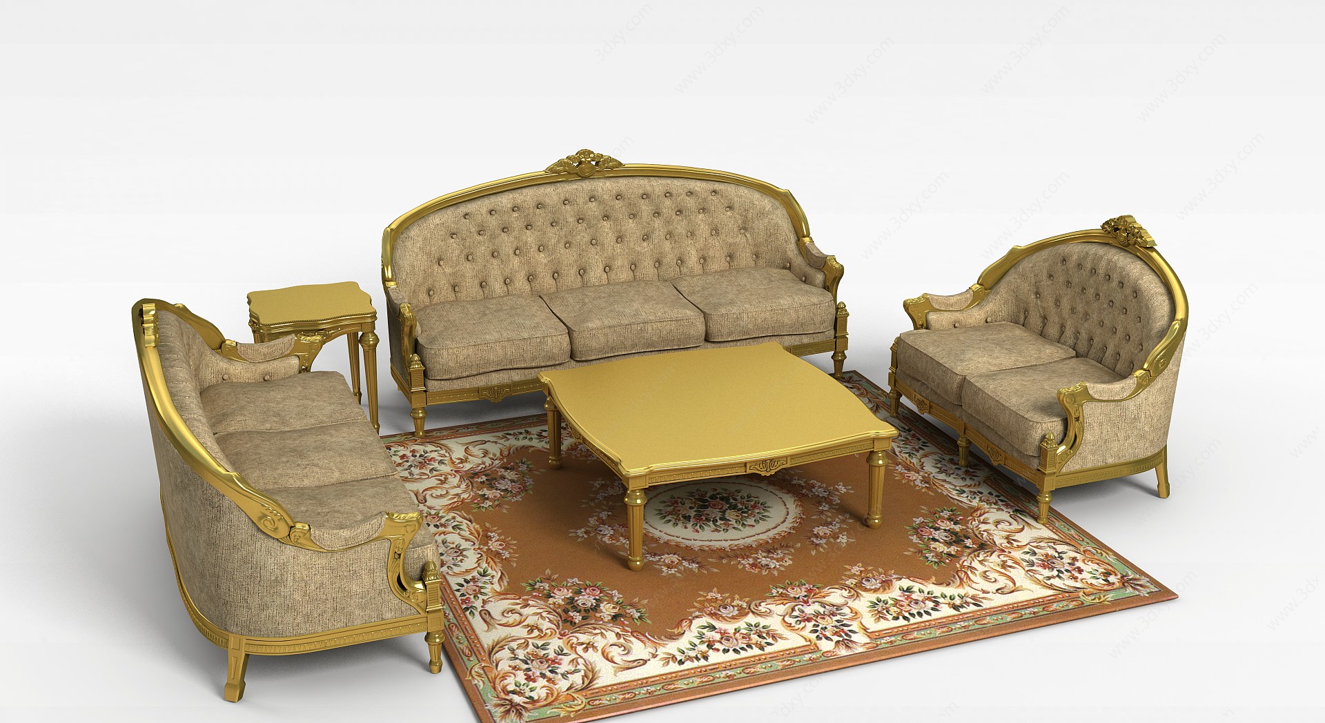欧式风格沙发茶几组合3D模型