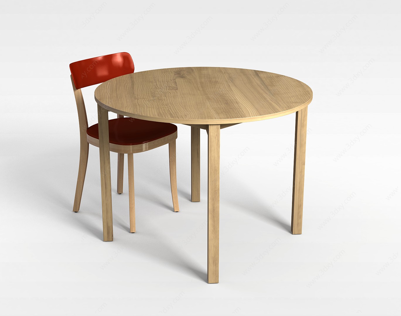 实木桌椅组合3D模型
