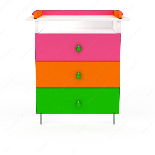 彩色儿童床头柜3D模型