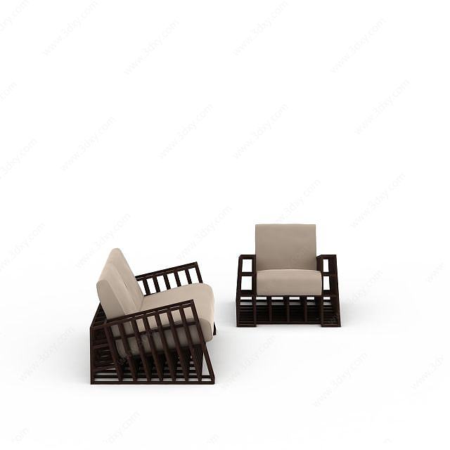 藤编沙发椅3D模型