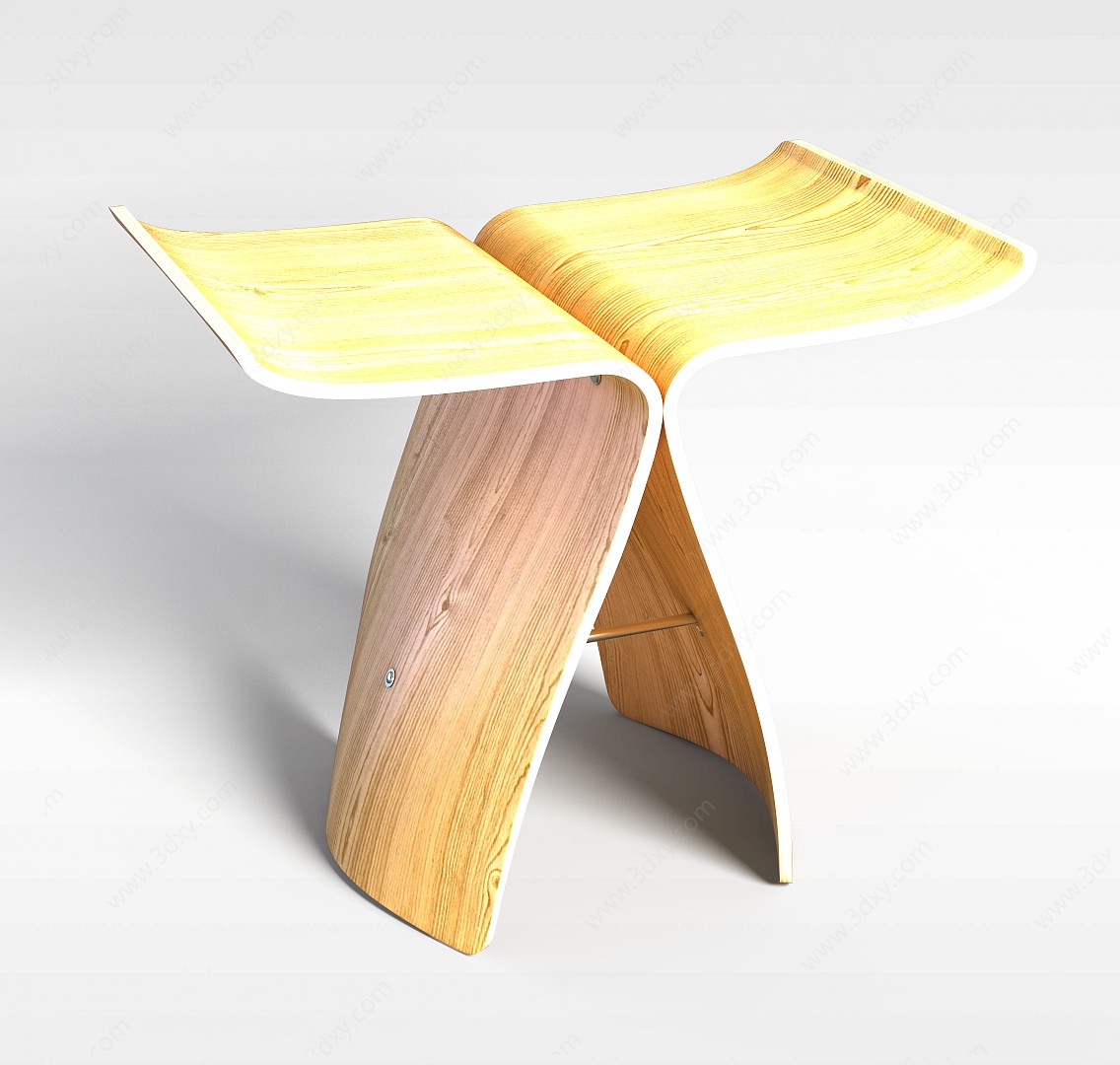 现代创意黄花梨木桌子3D模型