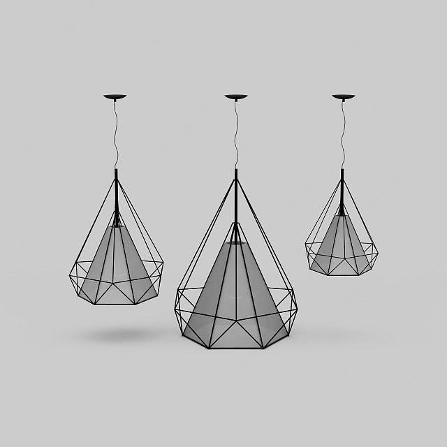 创意钻石形餐厅吊灯3D模型