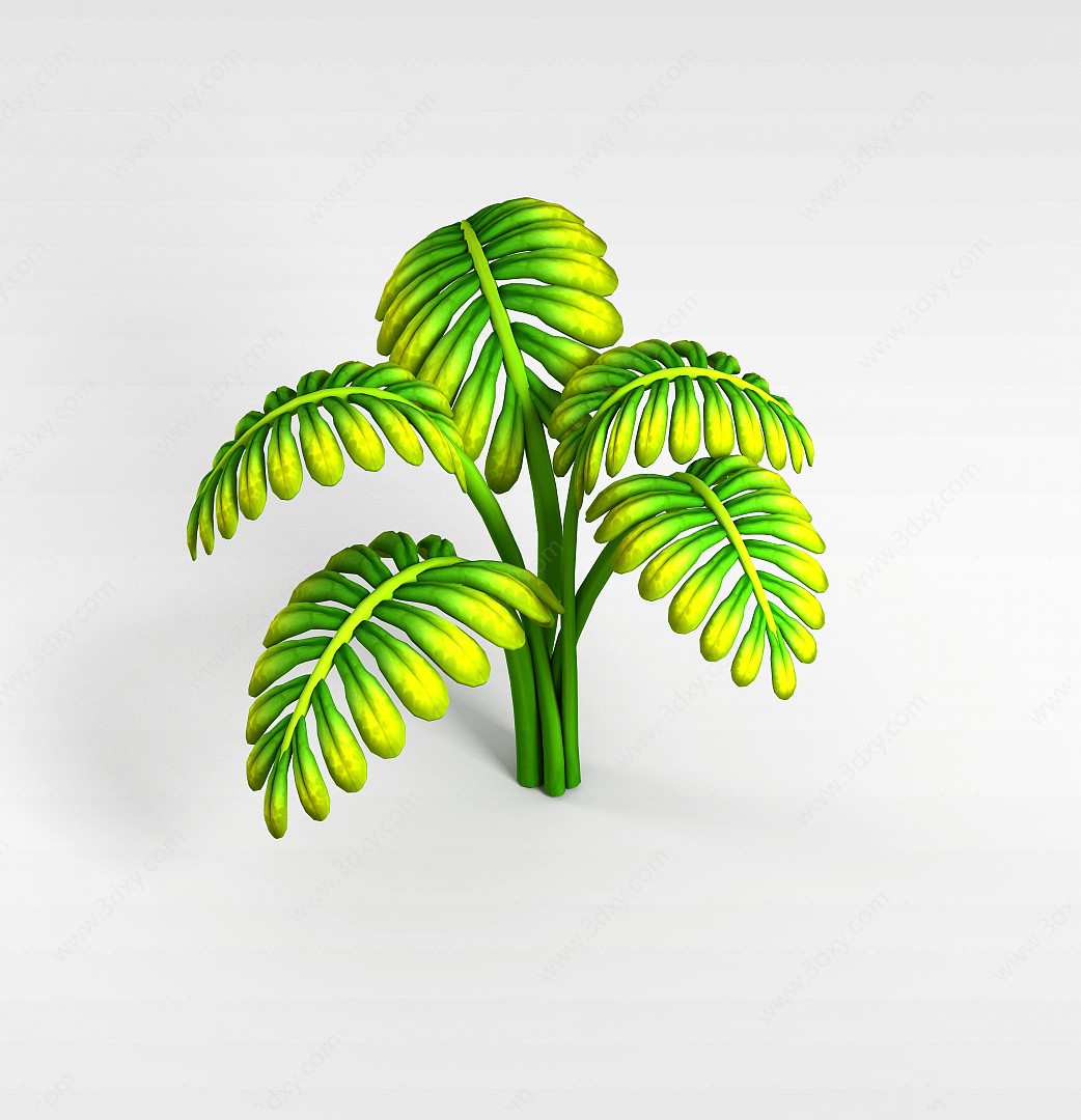 游戏元素绿叶植物3D模型
