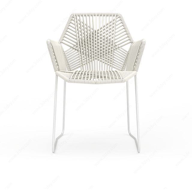 时尚白色编织藤椅3D模型