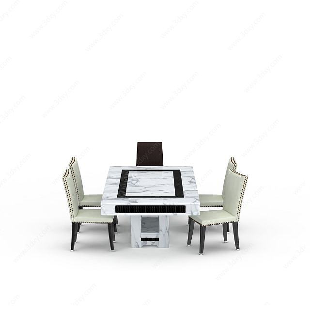 时尚简约餐桌椅组合3D模型