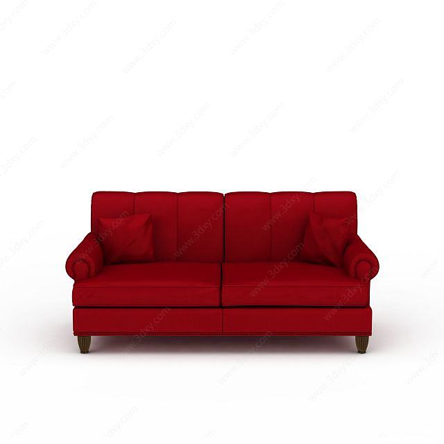 红色双人沙发3D模型