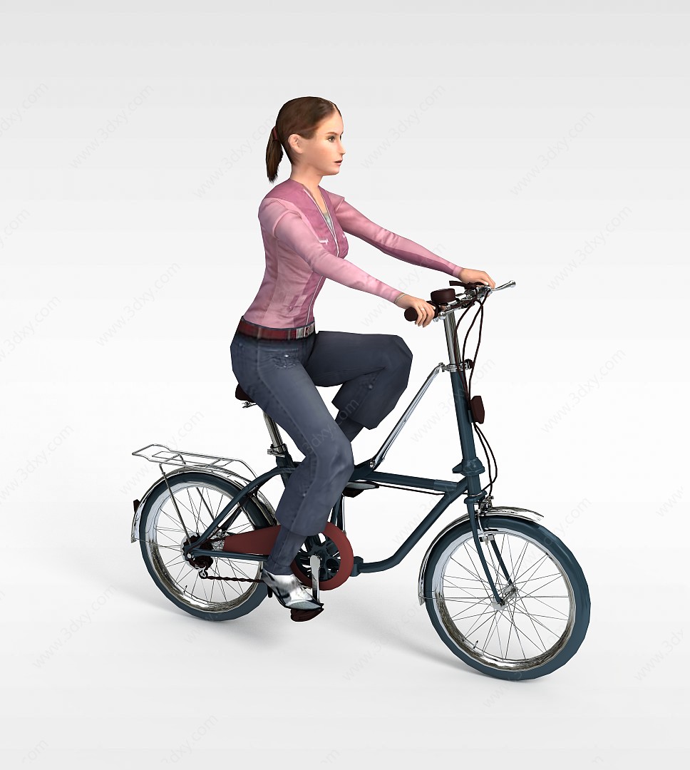 骑单车女孩3D模型