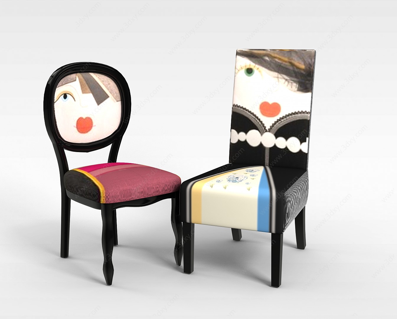 创意人脸印花椅子3D模型