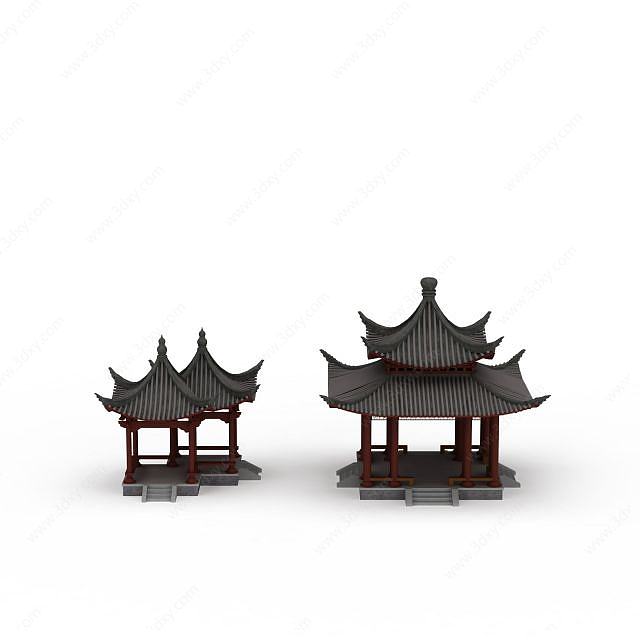 中式园林古亭3D模型