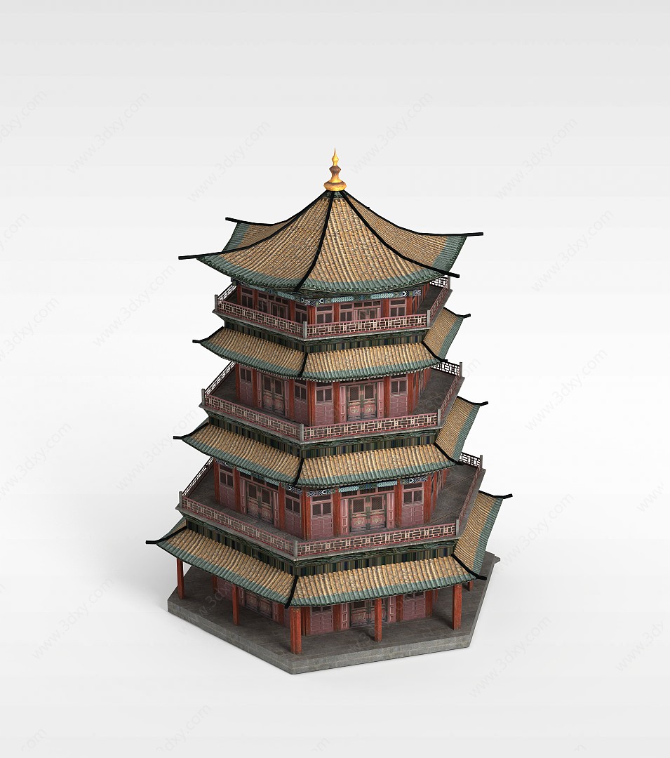 宗教塔楼建筑3D模型
